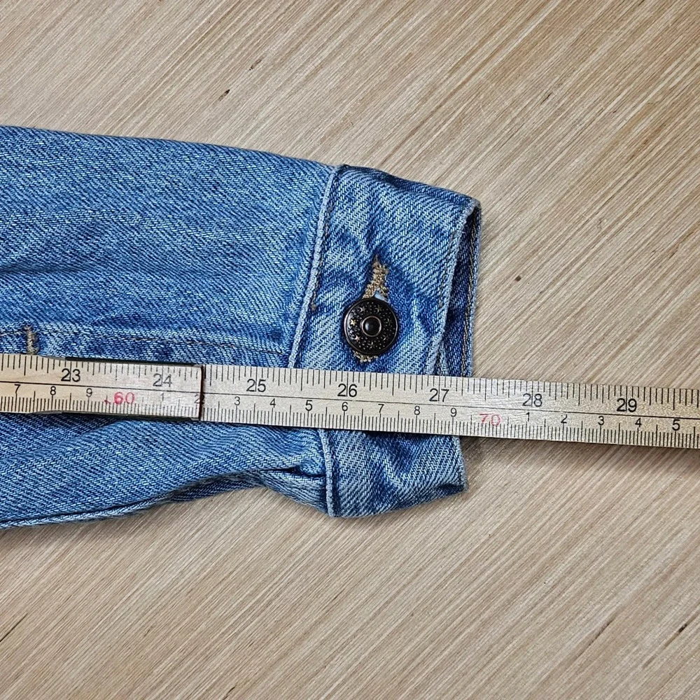 Vintage Unbranded Denim Jacket Kids XL Blue Trucker Eye Patch Logo
